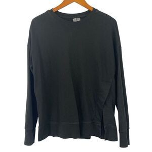 Sweaty Betty After Class Split Sweatshirt Solid Black Athleisure Size US 8-10
